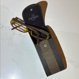 Fendi VINTAGE Men's or womens Glasses with Yellow and Red Accents with case.